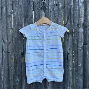 Baby Gap Organic Cotton Multi Stripe Colored Romper in White - Size 0-3 Months